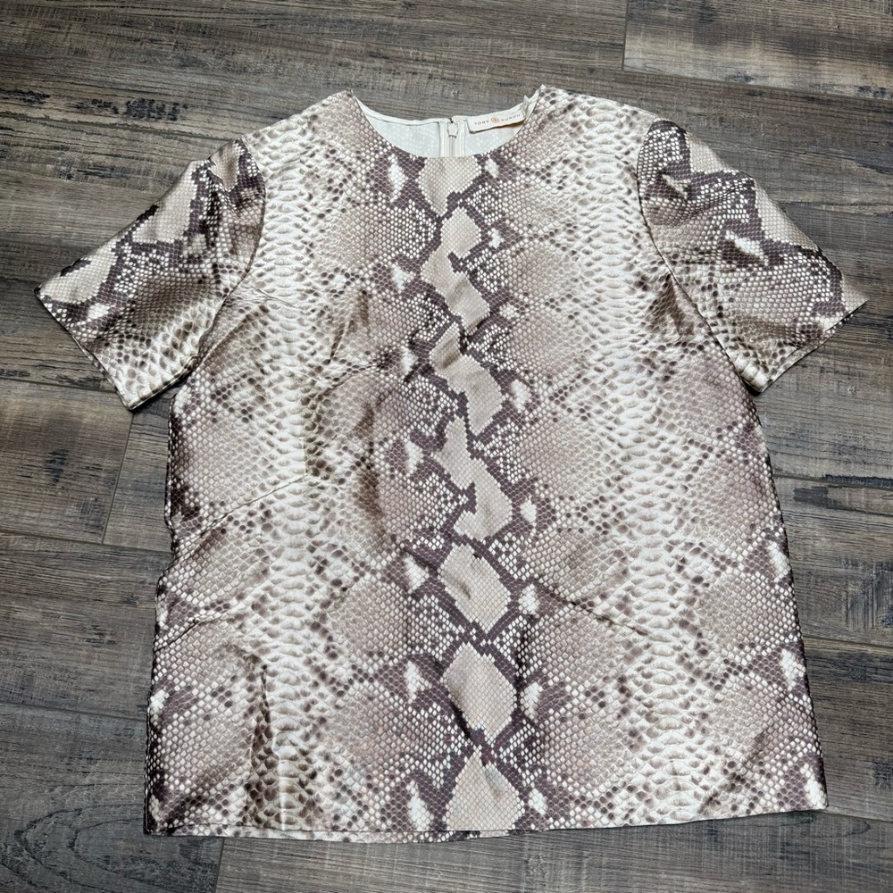 Tory Burch Neutral Snake Print Top Blouse